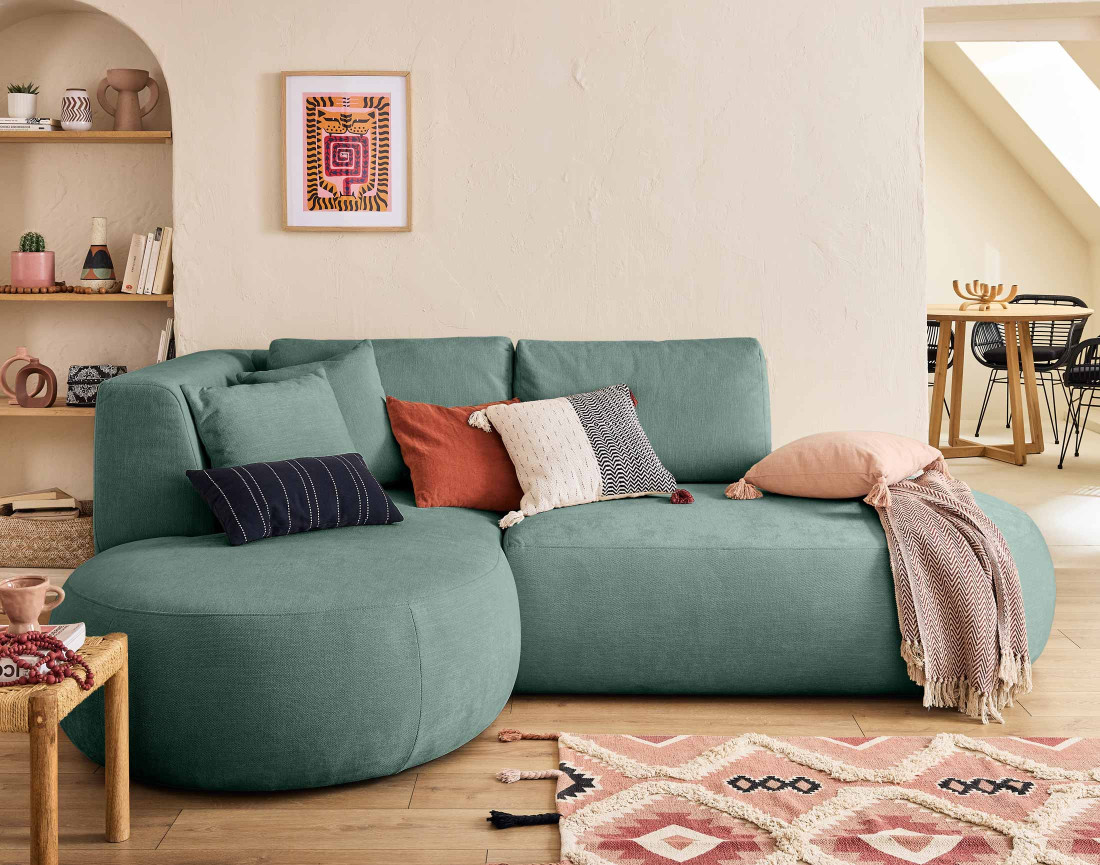 Module d'assise méridienne gauche en tissu texturé Santorini