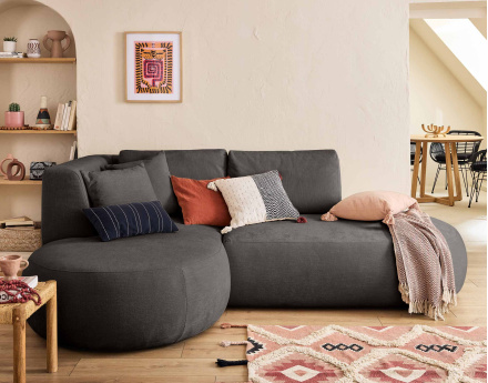 Module d'assise méridienne gauche en tissu texturé Santorini