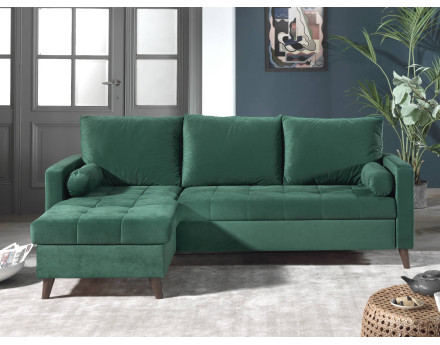 Polar - canapé d’angle réversible convertible en velours au design scandinave