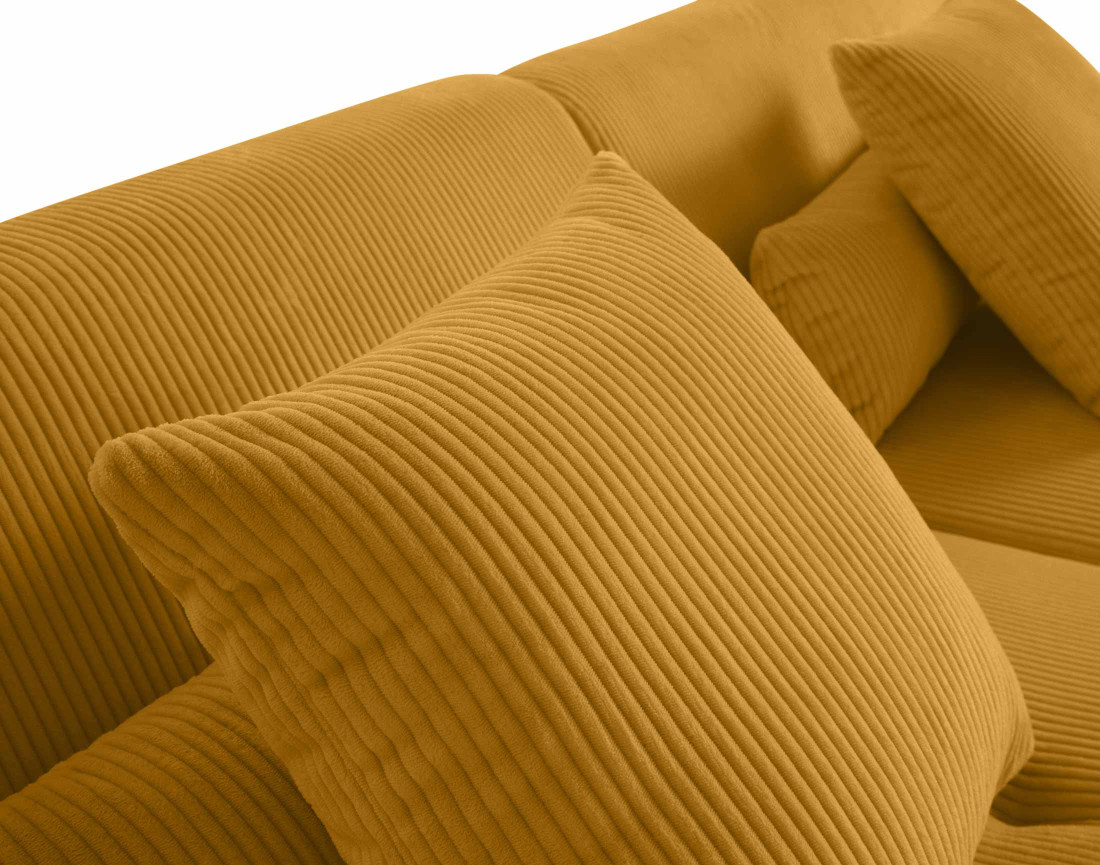 Canapé panoramique d'angle droit 7 places en velours côtelé Onyx