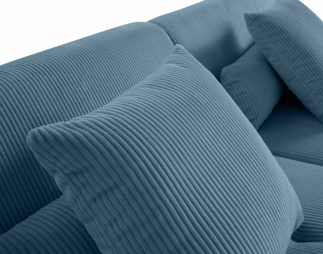 Canapé panoramique d'angle droit 7 places en velours côtelé Onyx