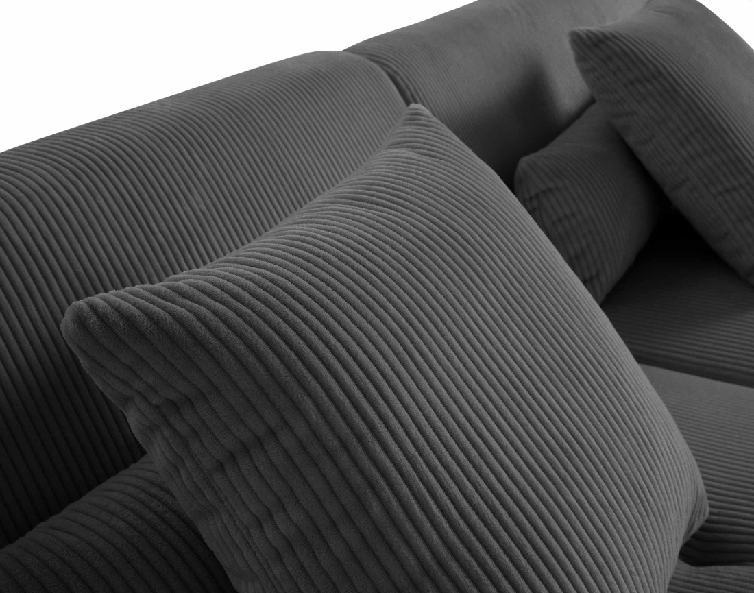 Canapé panoramique d'angle gauche 7 places en velours côtelé Onyx