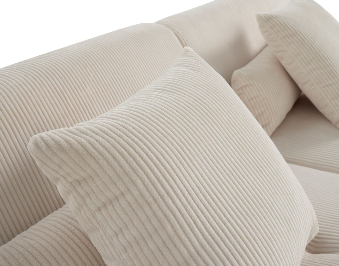 Canapé modulable d'angle gauche 7 places en velours côtelé Onyx