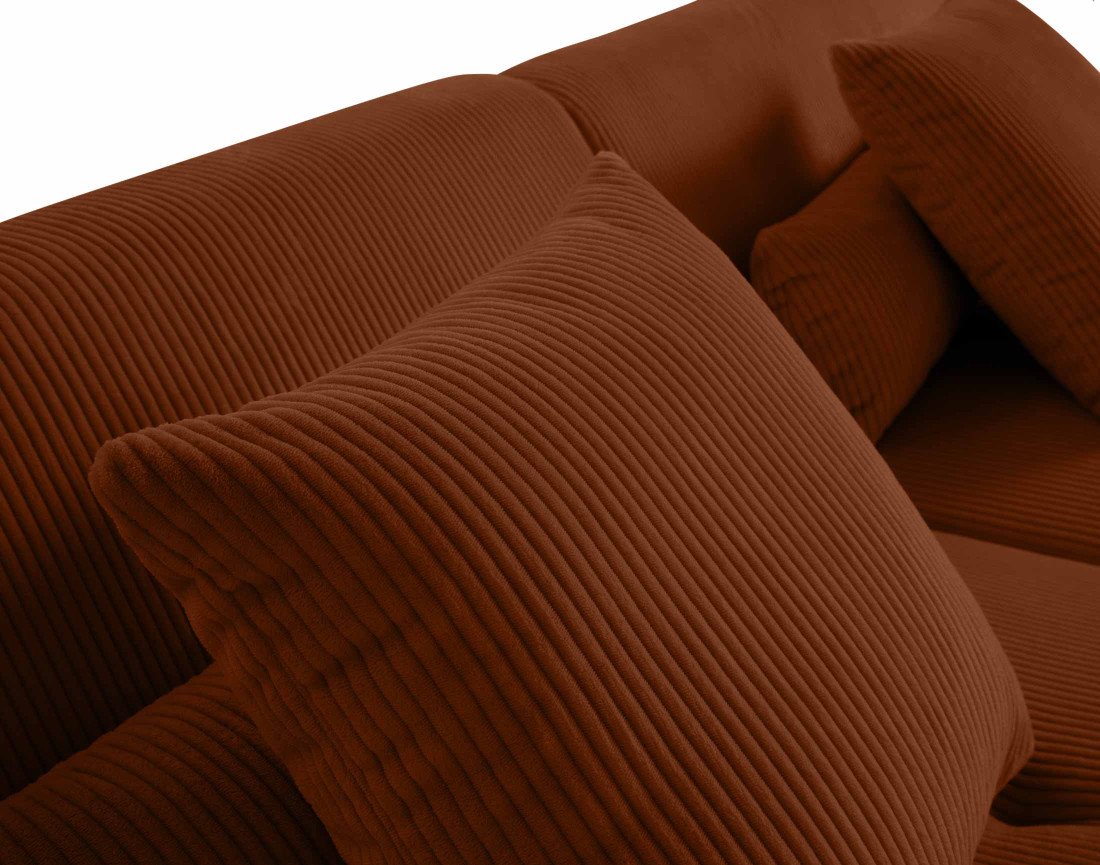 Canapé modulable d'angle droit 5 places en velours côtelé Onyx