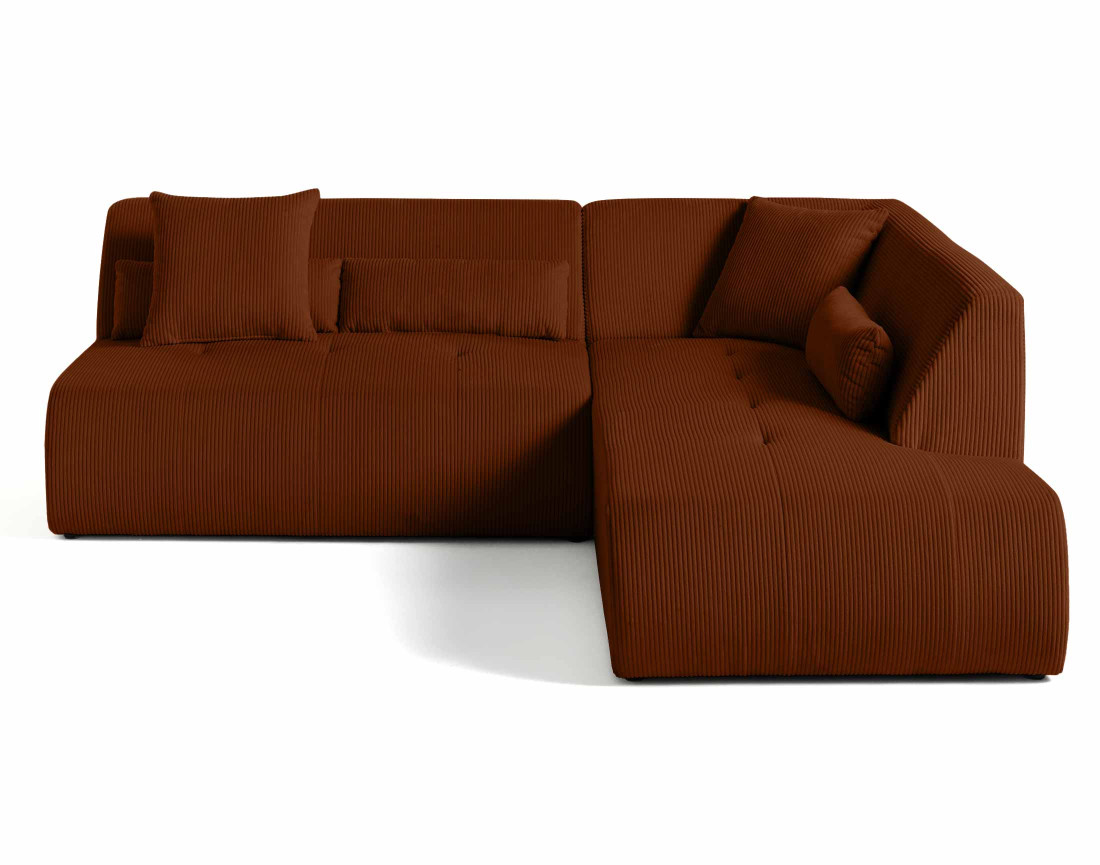 Canapé modulable d'angle droit 5 places en velours côtelé Onyx