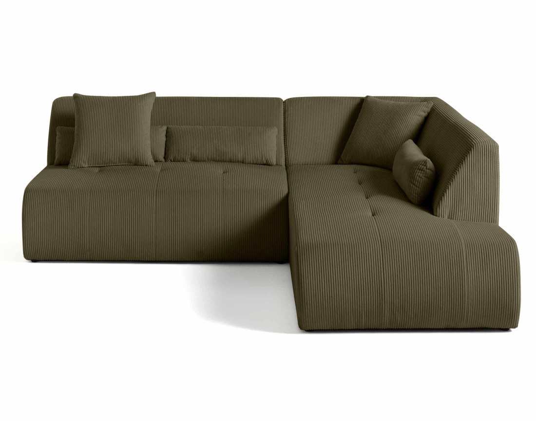 Canapé modulable d'angle droit 5 places en velours côtelé Onyx