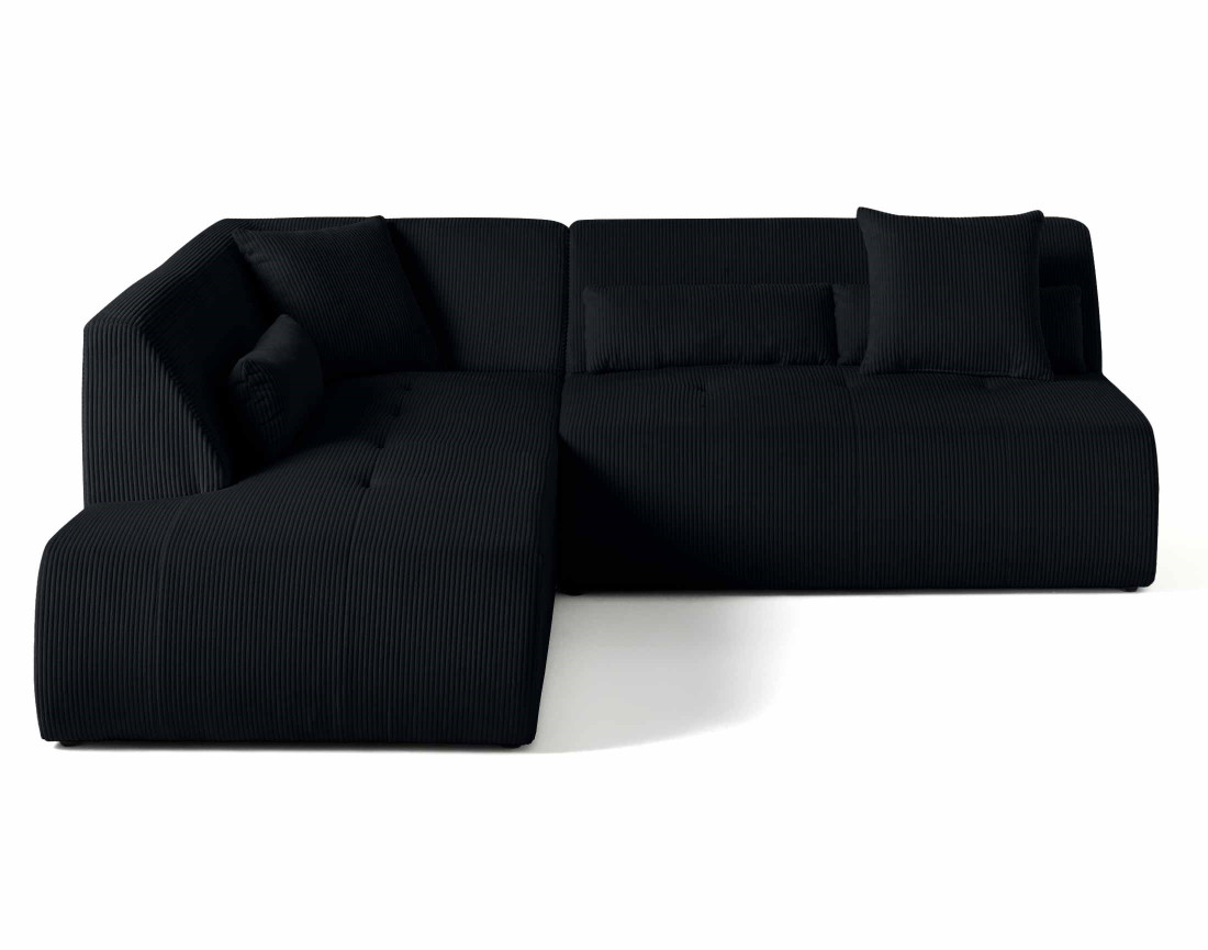 Canapé modulable d'angle gauche 5 places en velours côtelé Onyx