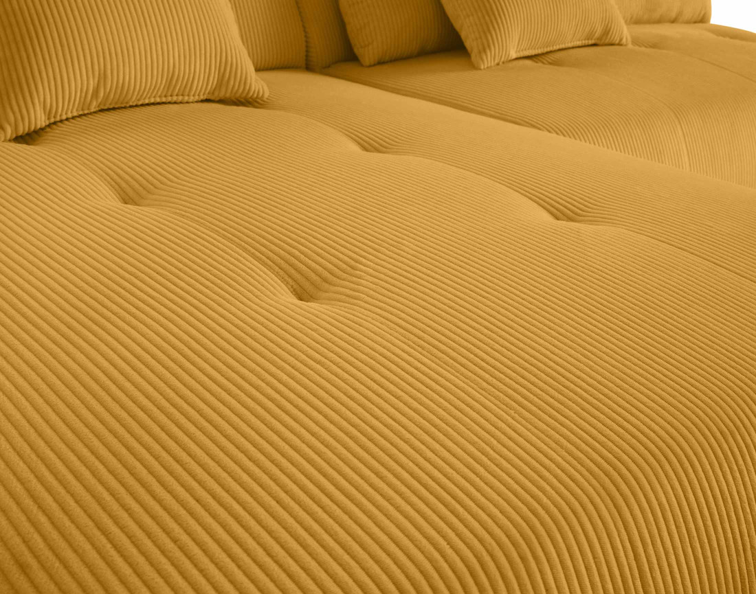 Canapé modulable d'angle gauche 5 places en velours côtelé Onyx