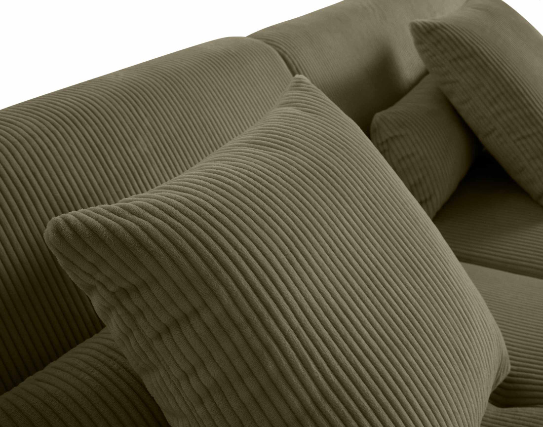 Canapé modulable d'angle gauche 5 places en velours côtelé Onyx