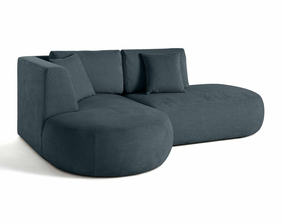 Canapé modulable d'angle gauche 4 places avec pouf en tissu texturé Santorini