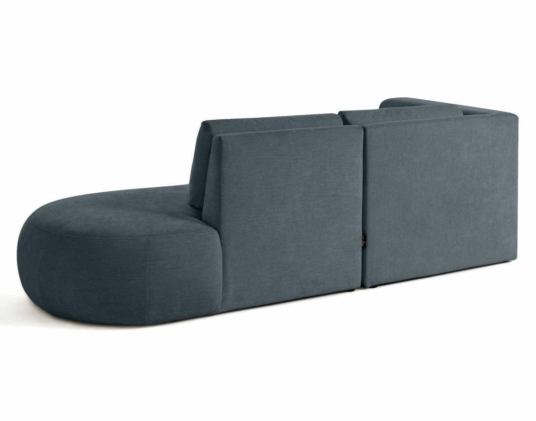 Canapé modulable d'angle gauche 4 places avec pouf en tissu texturé Santorini