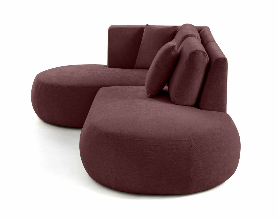 Canapé modulable d'angle gauche 4 places avec pouf en tissu texturé Santorini