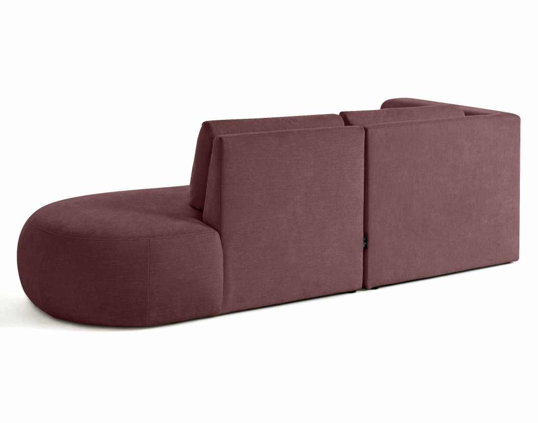Canapé modulable d'angle gauche 4 places avec pouf en tissu texturé Santorini