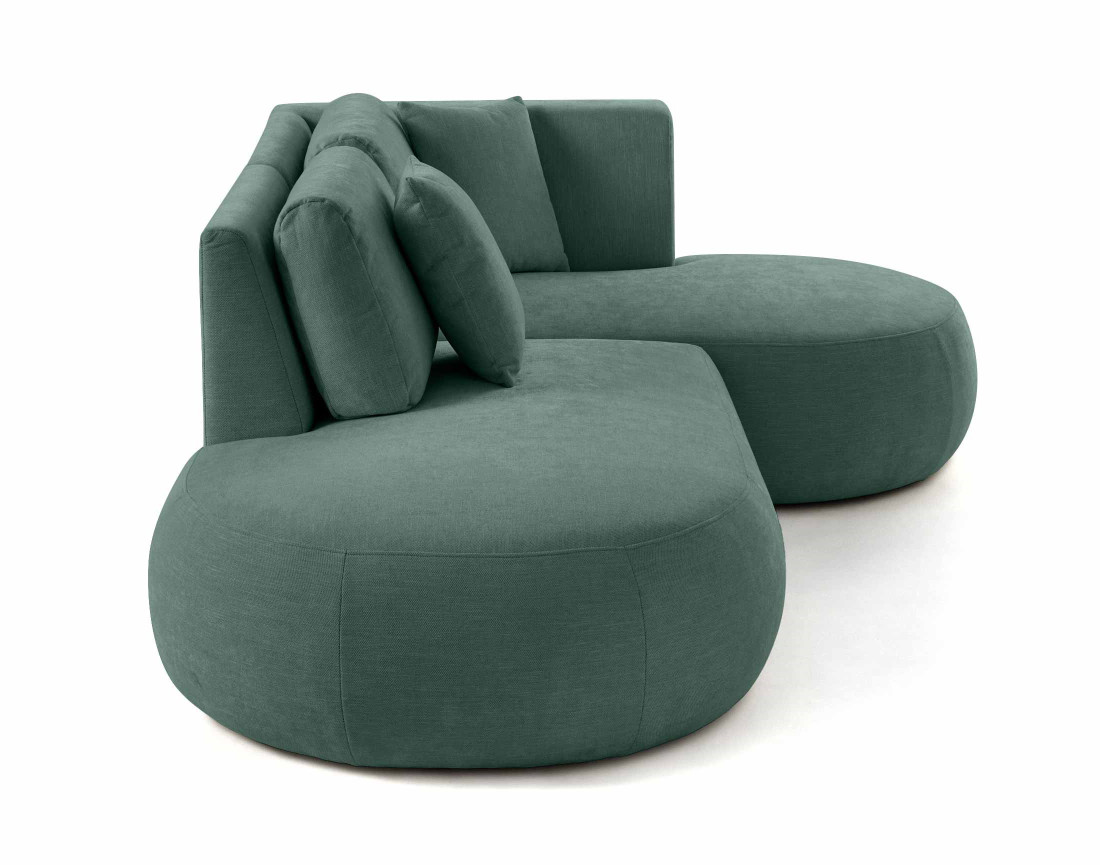 Canapé modulable d'angle droit avec pouf 4 places en tissu texturé Santorini