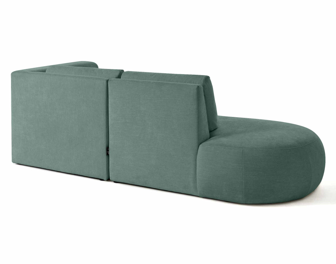 Canapé modulable d'angle droit avec pouf 4 places en tissu texturé Santorini