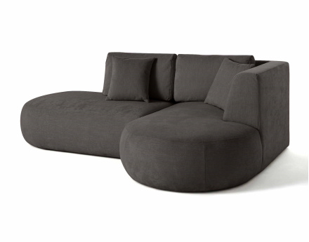 Canapé modulable d'angle droit avec pouf 4 places en tissu texturé Santorini