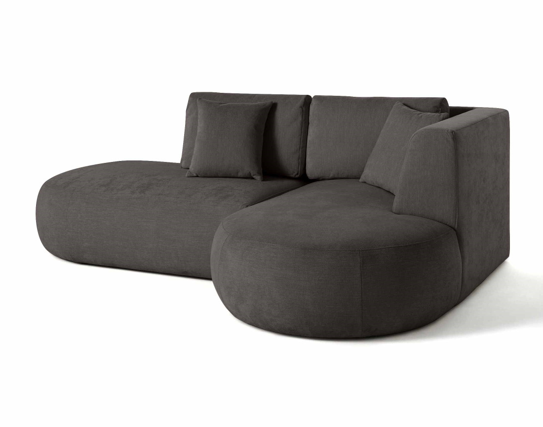 Canapé modulable d'angle droit avec pouf 4 places en tissu texturé Santorini