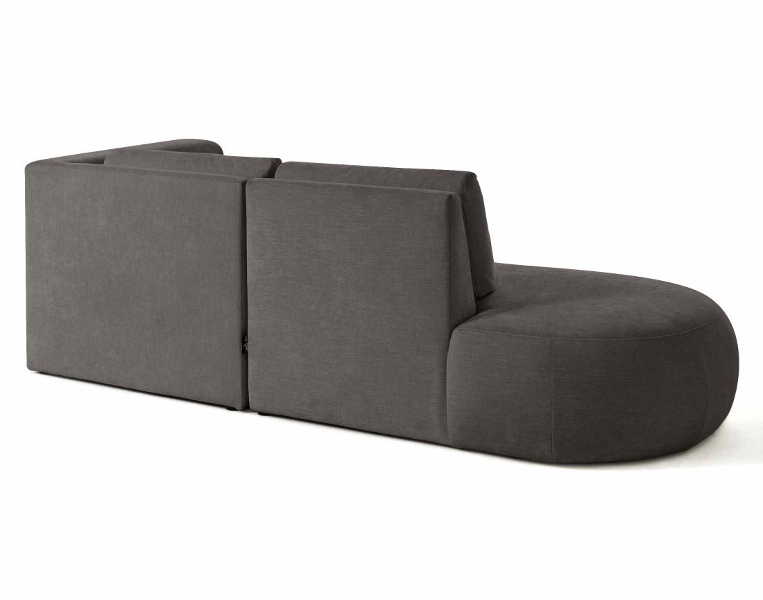 Canapé modulable d'angle droit avec pouf 4 places en tissu texturé Santorini