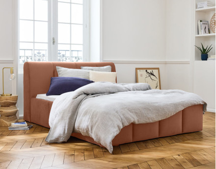 Lit coffre 140x190 cm en velours sommier inclus Elysia