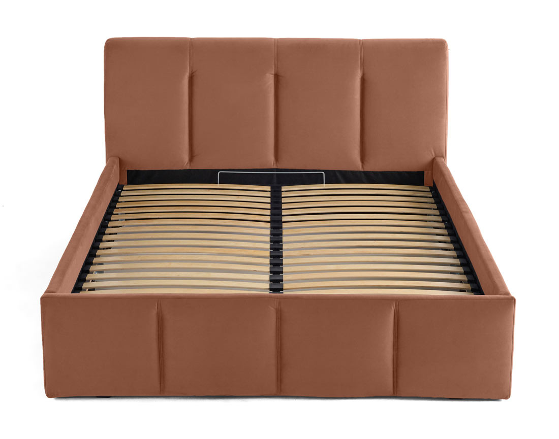 Lit coffre 140x190 cm en velours sommier inclus Elysia