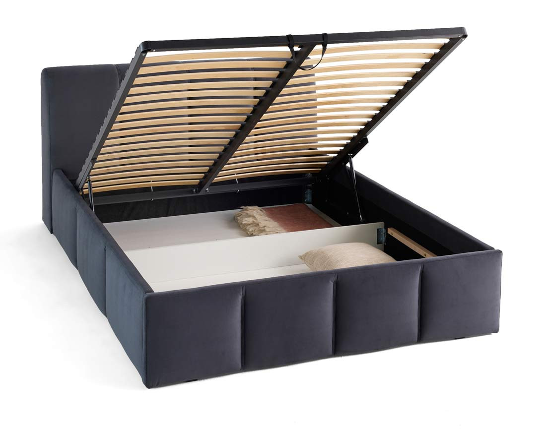 Lit coffre 140x190 cm en velours sommier inclus Elysia