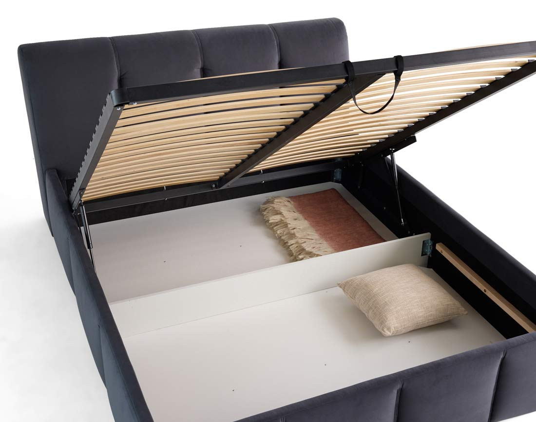 Lit coffre 140x190 cm en velours sommier inclus Elysia