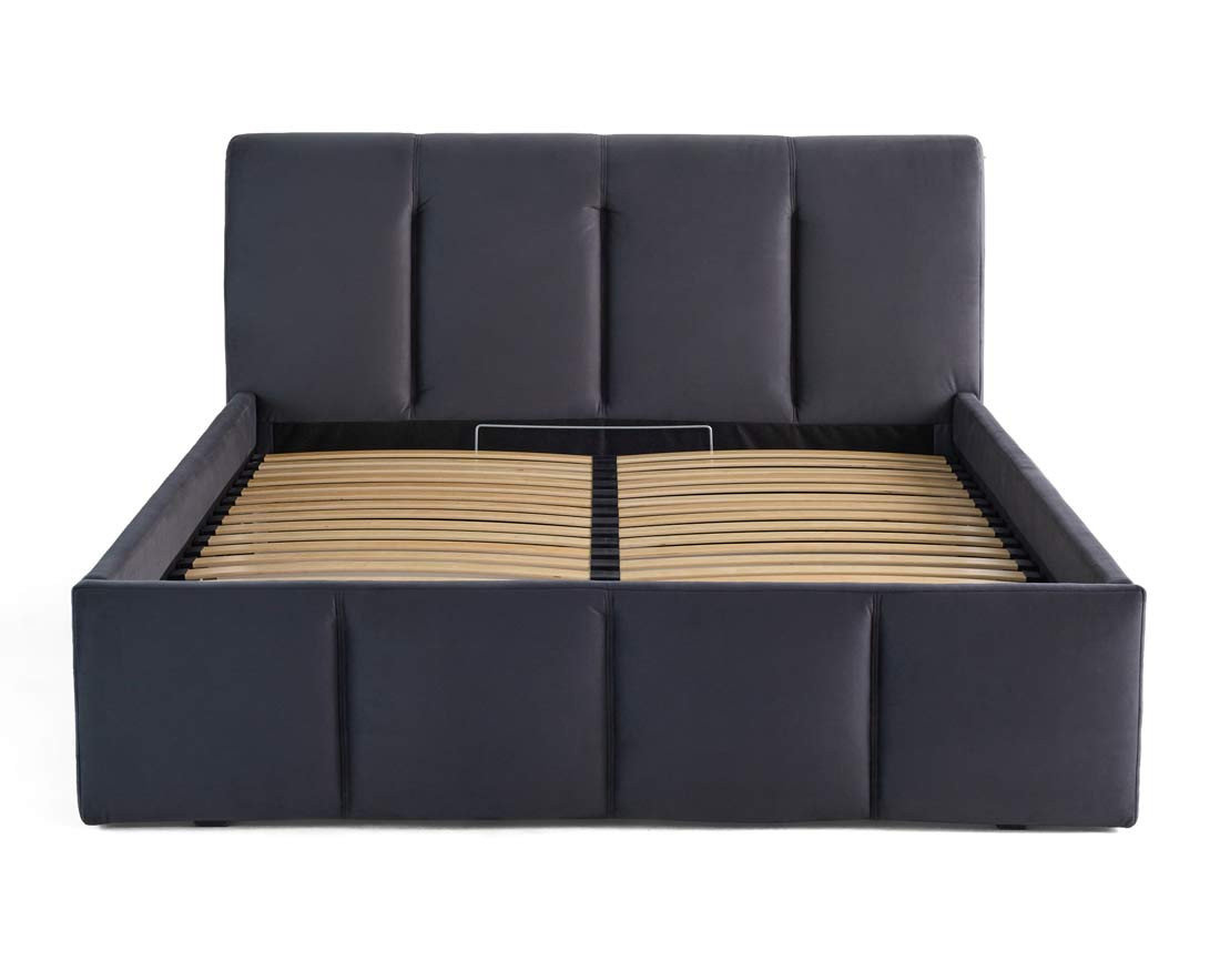 Lit coffre 140x190 cm en velours sommier inclus Elysia