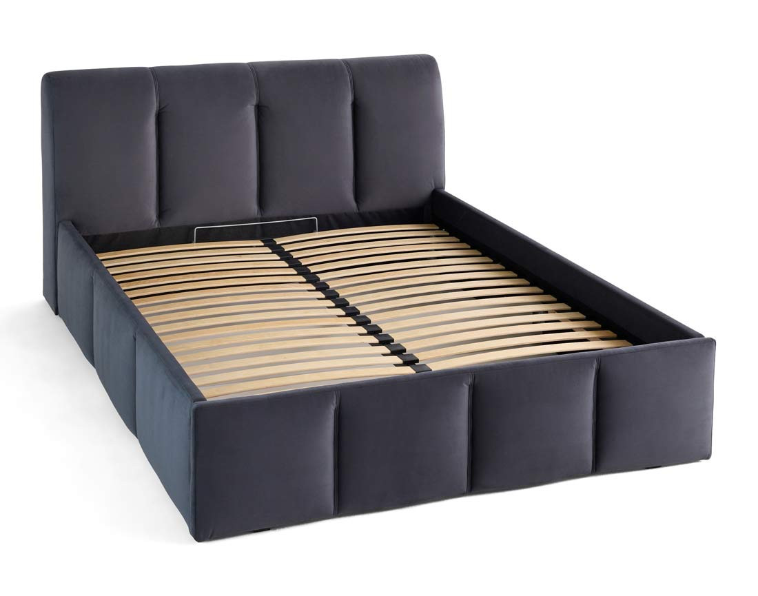 Lit coffre 140x190 cm en velours sommier inclus Elysia