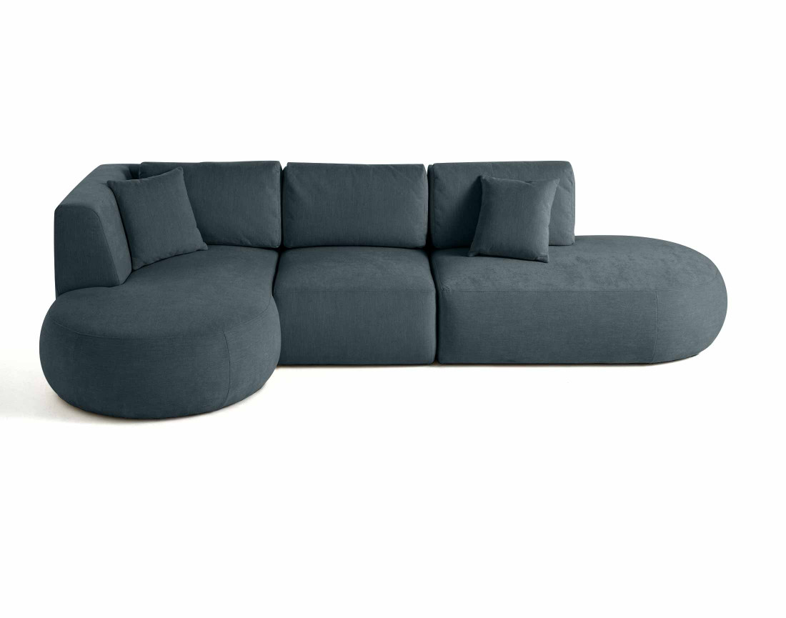Canapé modulable d'angle gauche 5 places en tissu texturé Santorini