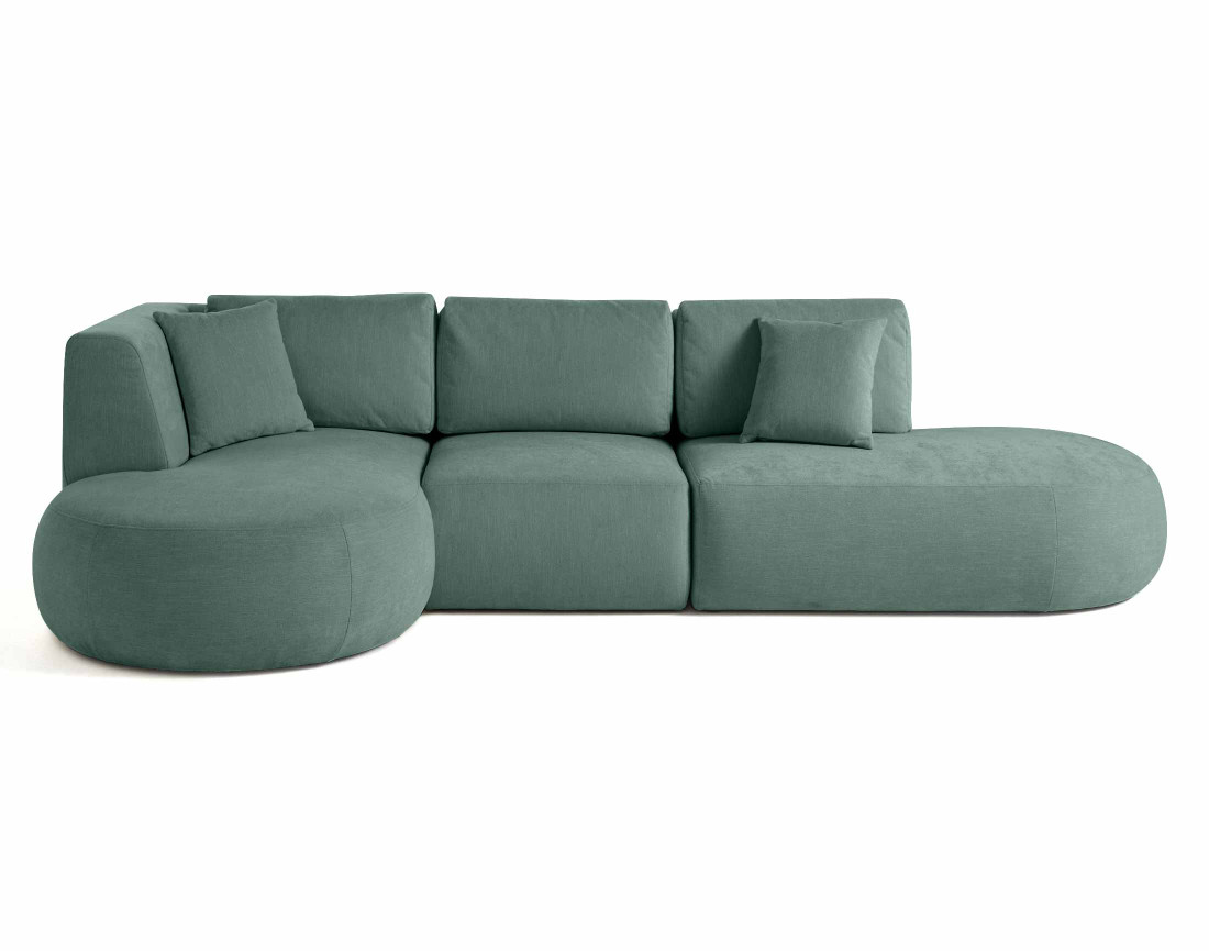 Canapé modulable d'angle gauche 5 places en tissu texturé Santorini