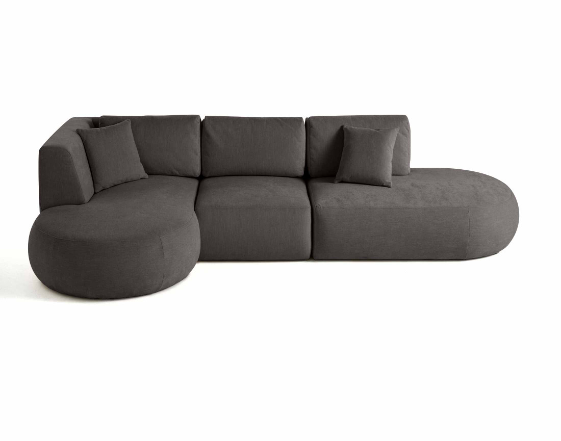 Canapé modulable d'angle gauche 5 places en tissu texturé Santorini