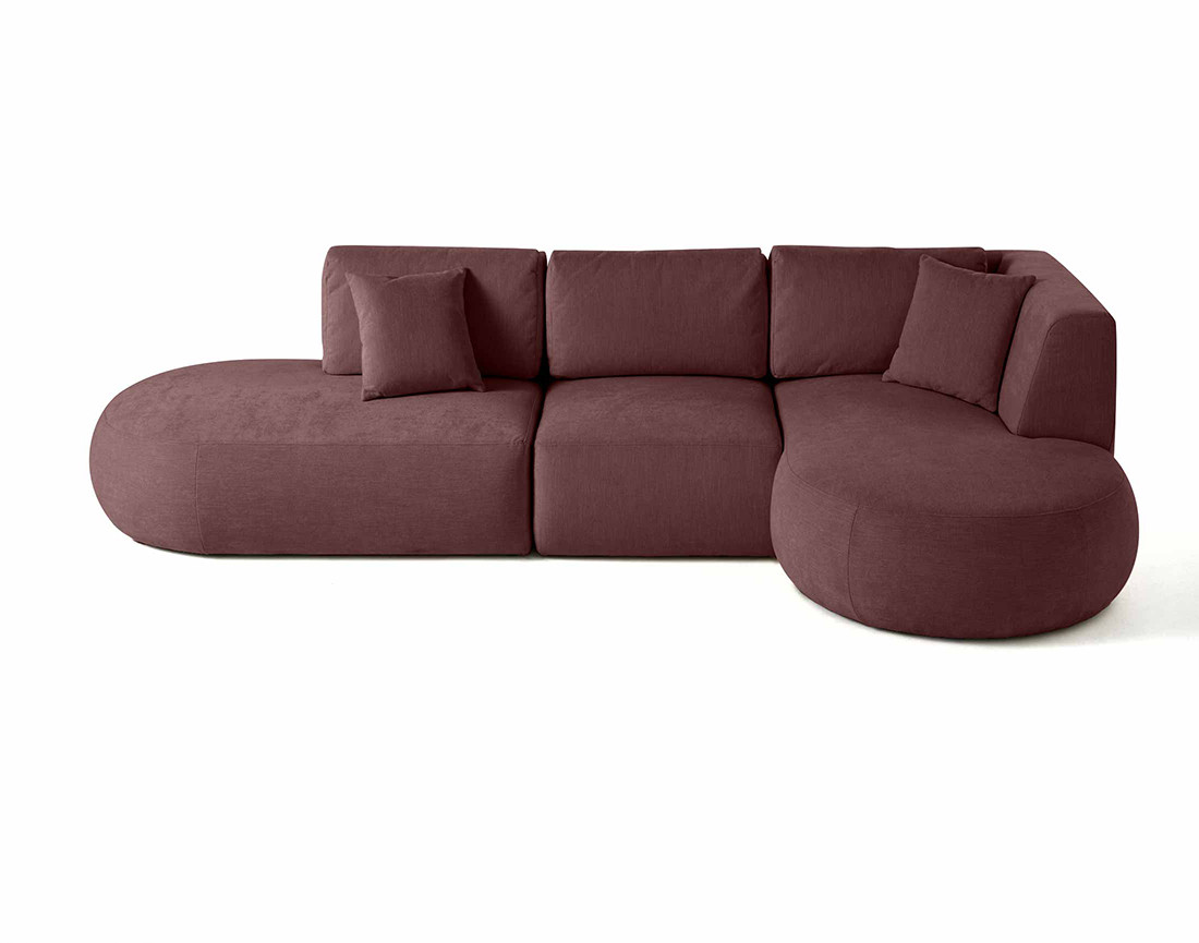 Canapé modulable d'angle droit 5 places en tissu texturé Santorini