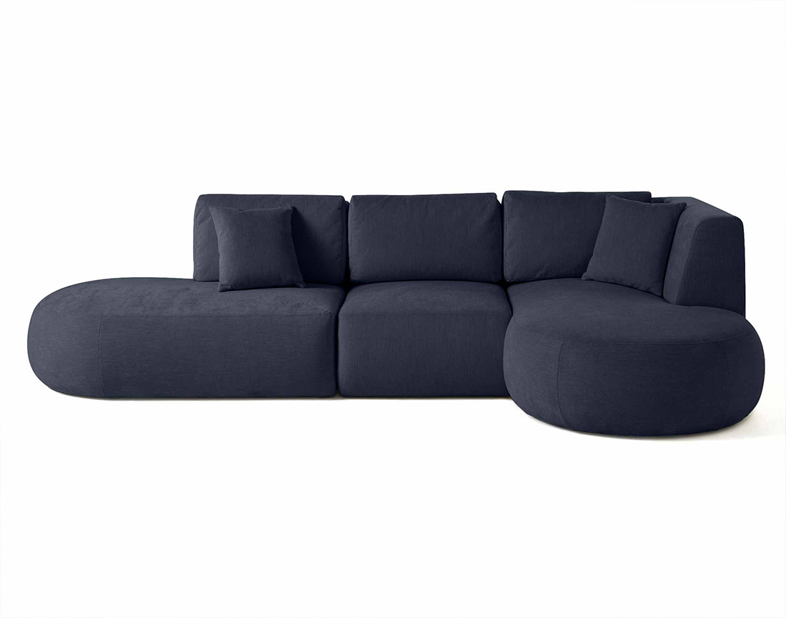 Canapé modulable d'angle droit 5 places en tissu texturé Santorini