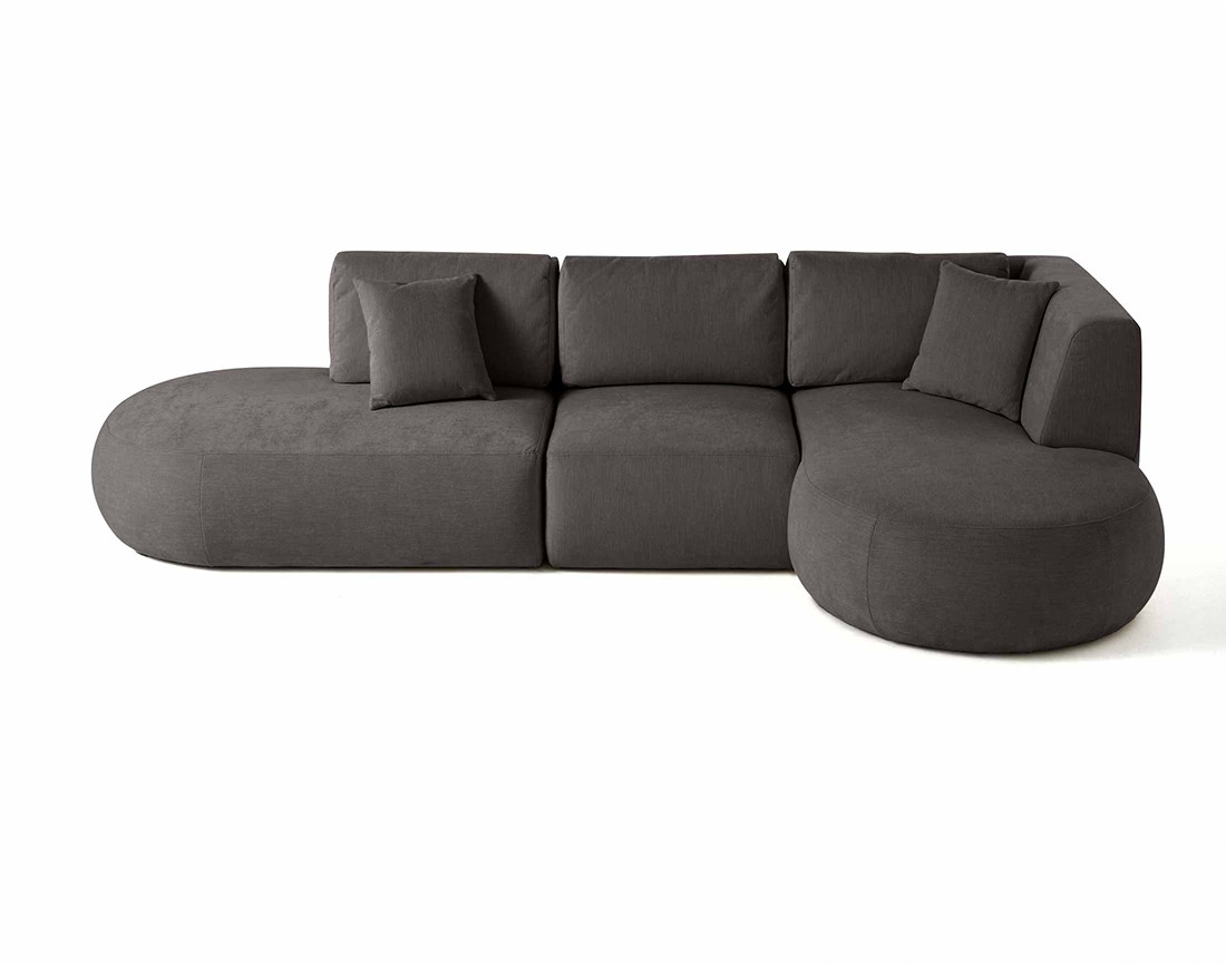 Canapé modulable d'angle droit 5 places en tissu texturé Santorini