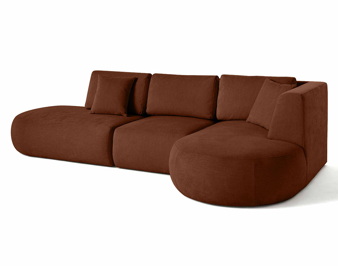 Canapé modulable d'angle droit 5 places en tissu texturé Santorini