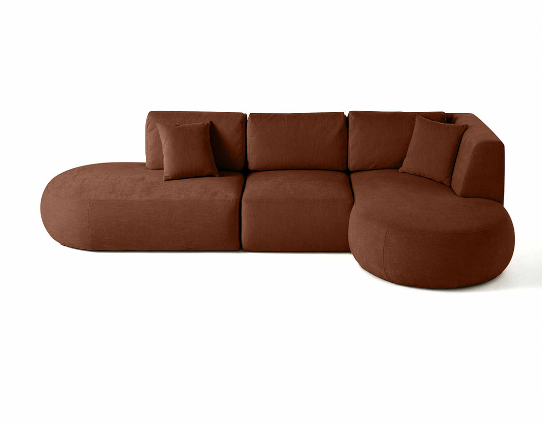 Canapé modulable d'angle droit 5 places en tissu texturé Santorini