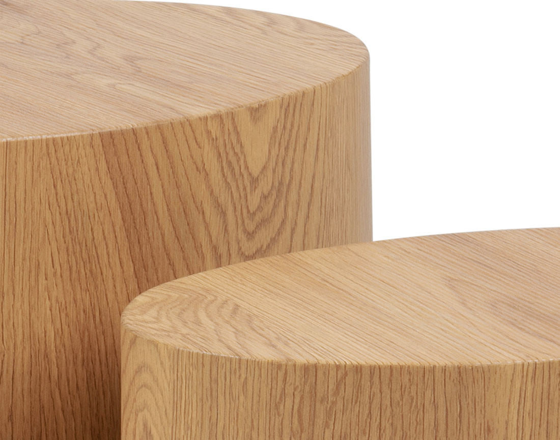 Lot de 2 tables basses chêne naturel 48 et 40 cm Aeryn