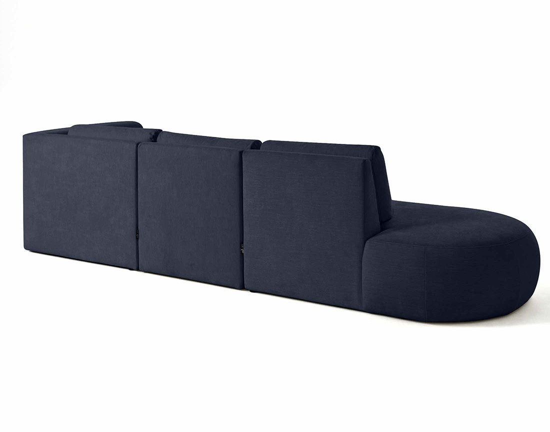 Canapé modulable d'angle droit avec pouf 5 places en tissu texturé Santorini