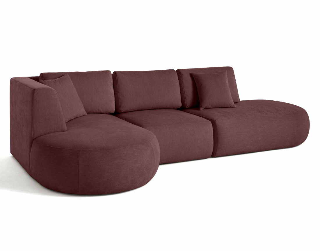 Canapé modulable d'angle gauche avec pouf 5 places en tissu texturé Santorini