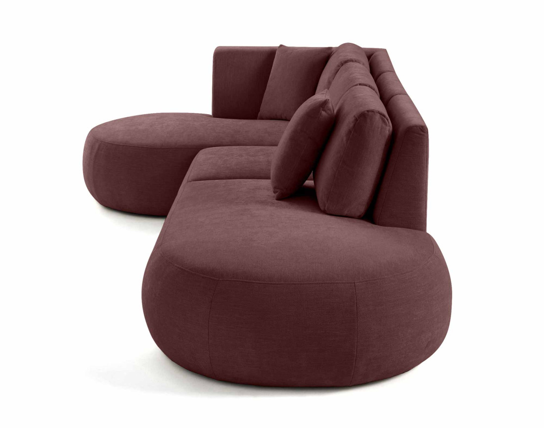 Canapé modulable d'angle gauche avec pouf 5 places en tissu texturé Santorini