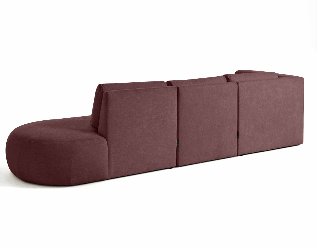 Canapé modulable d'angle gauche avec pouf 5 places en tissu texturé Santorini