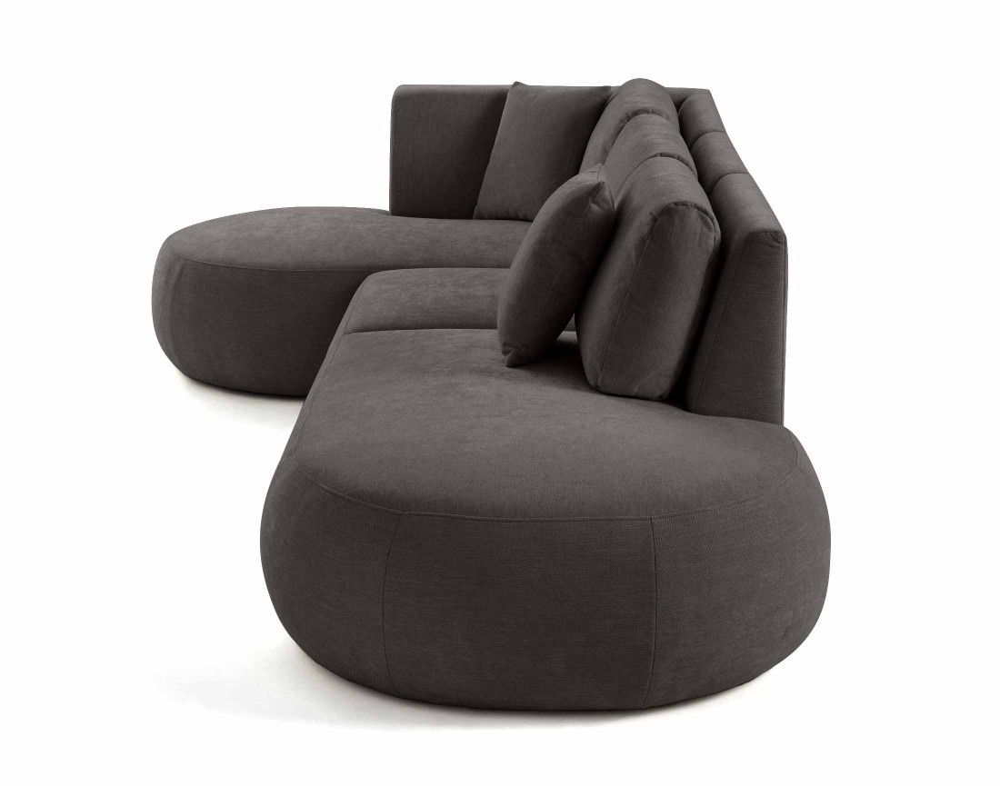 Canapé modulable d'angle gauche avec pouf 5 places en tissu texturé Santorini