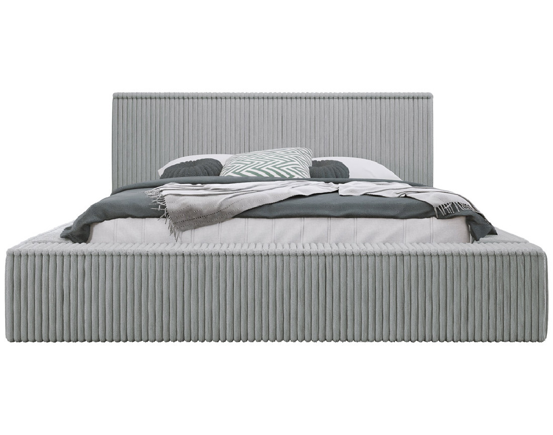 Lit coffre 140x200 cm sommier inclus en velours grosses côtes Swan