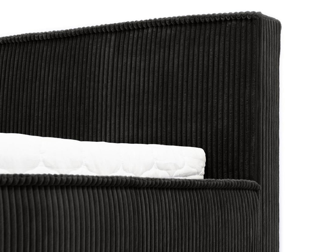 Lit coffre 140x200 cm sommier inclus en velours grosses côtes Swan