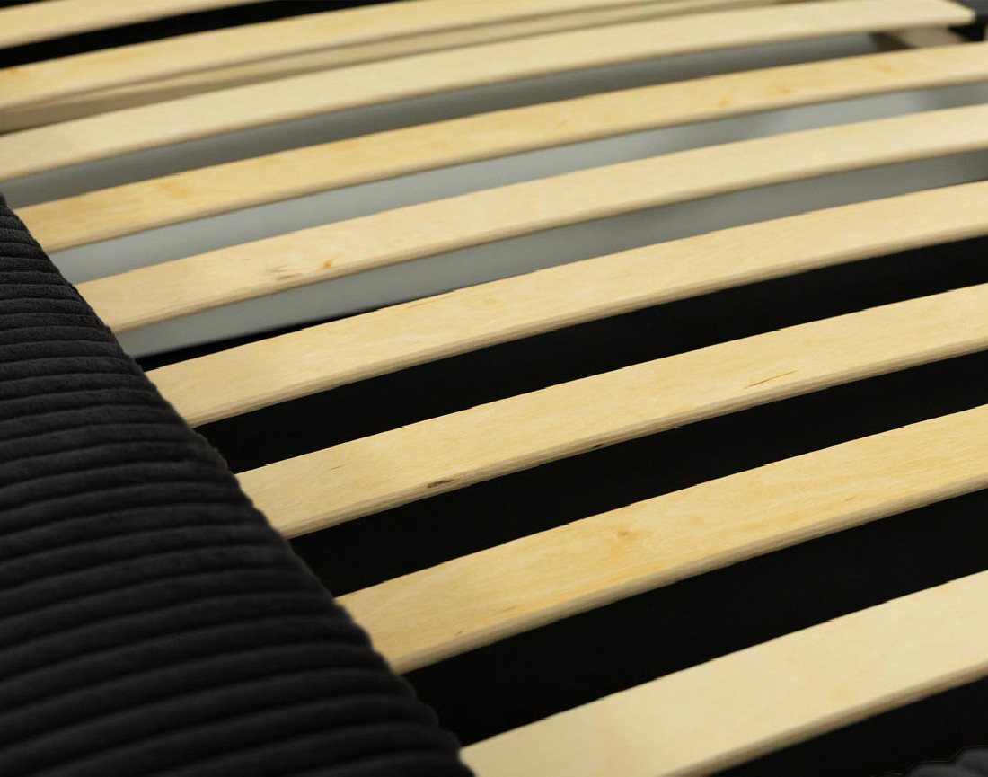 Lit coffre 140x200 cm sommier inclus en velours grosses côtes Swan