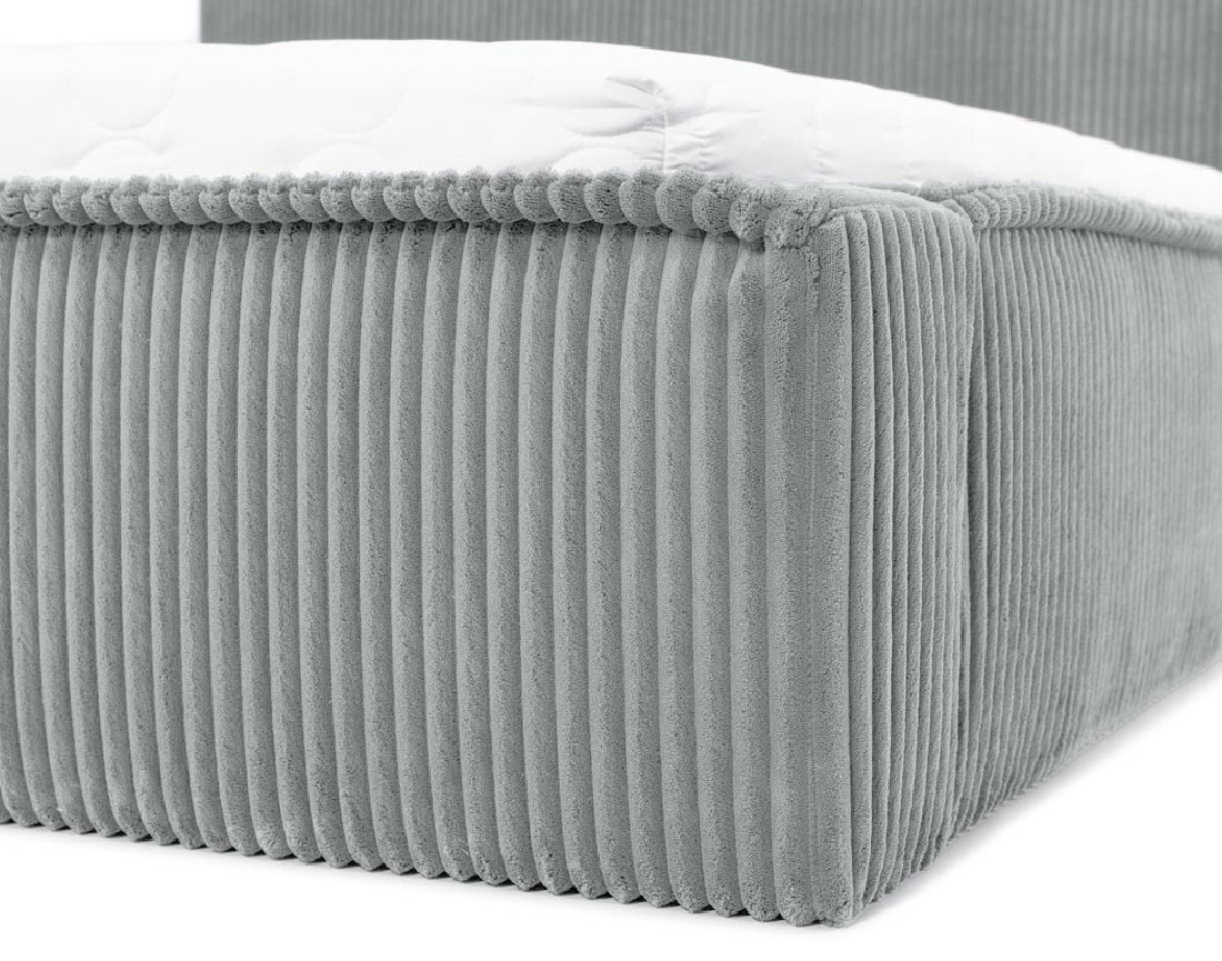 Lit coffre 140x200 cm sommier inclus en velours grosses côtes Swan