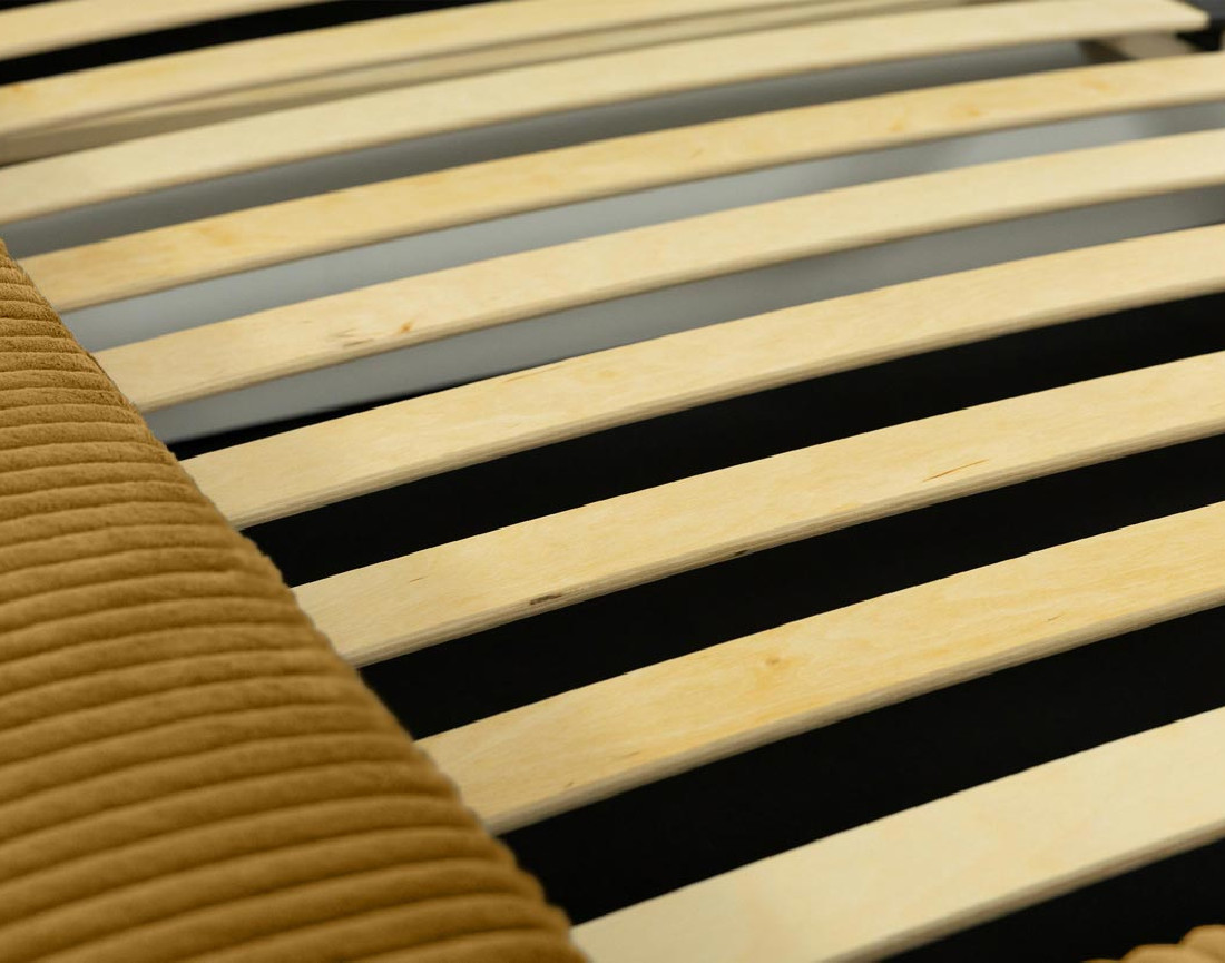 Lit coffre 140x200 cm sommier inclus en velours grosses côtes Swan