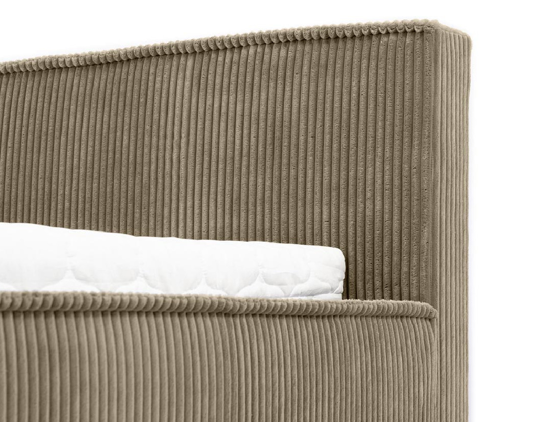 Lit coffre 140x200 cm sommier inclus en velours grosses côtes Swan