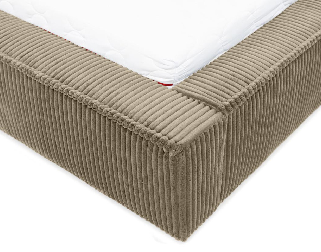 Lit coffre 140x200 cm sommier inclus en velours grosses côtes Swan