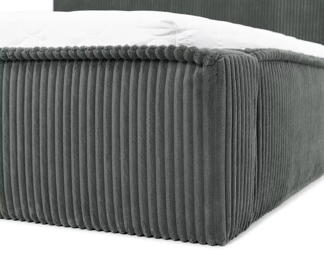 Lit coffre 140x200 cm sommier inclus en velours grosses côtes Swan
